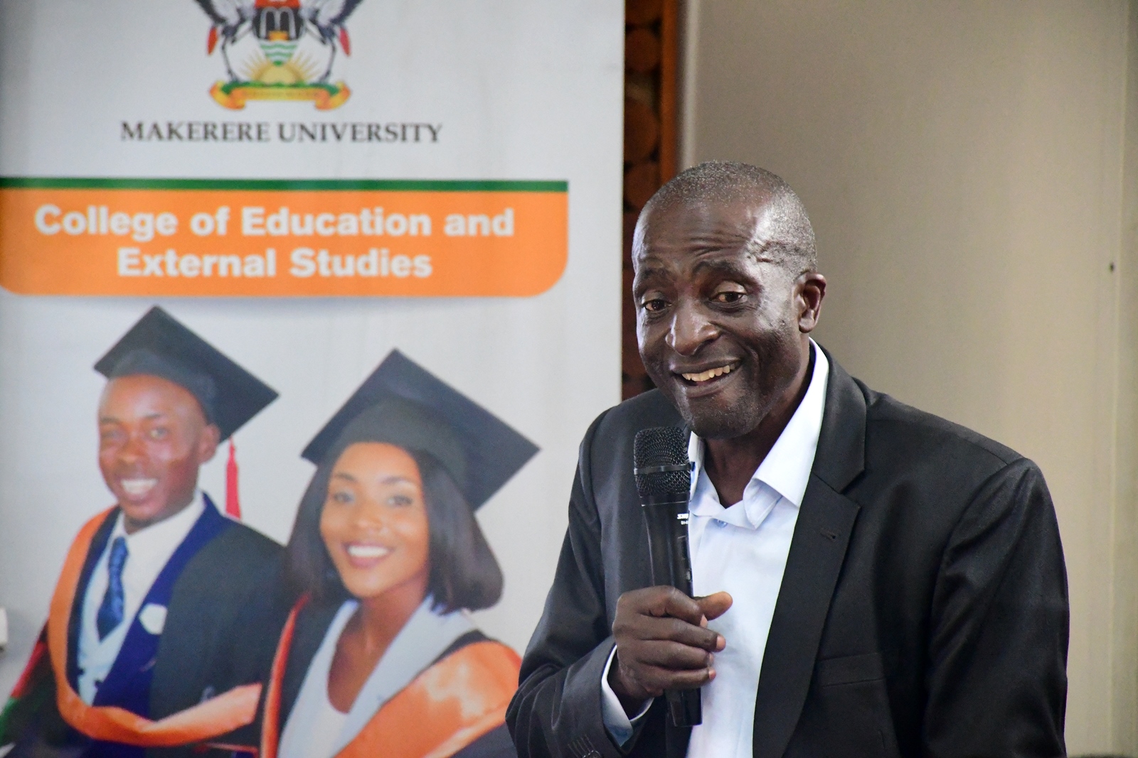 The Project Principal Investigator, Prof. Christopher Mugimu. Research Dissemination of Entrepreneurial Leadership Initiative for UPE schools to reboot, retool and re-orient school management by College of Education and External Studies (CEES)' Prof. Christopher Mugimu, Dr. Badru Musisi, Dr. Victoria Tamale, Dr. Justine Namaganda and Dr. Joyce Bukirwa from Muni University, 20th March 2025, Funded by the Government of Uganda through Makerere University Research and Innovations Fund (Mak-RIF), Kampala, East Africa.