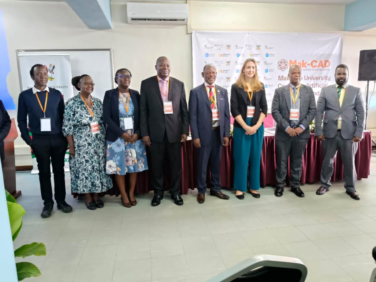 Officials pose for a group photo at the launch of the Makerere University Centre for Artificial Intelligence and Data Science (Mak-CAD) on 13th March 2025. Official launch of the Makerere University Centre for Artificial Intelligence and Data Science (Mak-CAD), a hub dedicated to advancing AI research and innovation for Africa’s development. Theme: “Building Responsible AI Research and Innovations for Impact,” 13th March 2025, College of Computing and Information Sciences (CoCIS), Block B, Kampala Uganda, East Africa.