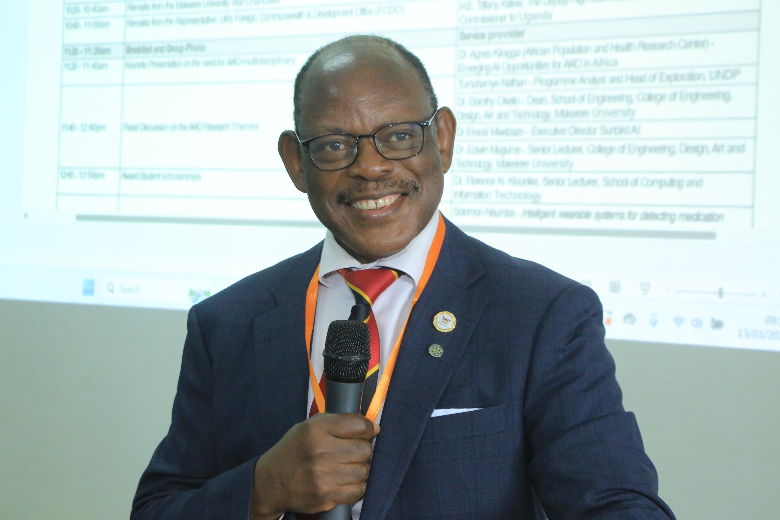 VC Prof. Barnabas Nawangwe delivering his opening remarks. Official launch of the Makerere University Centre for Artificial Intelligence and Data Science (Mak-CAD), a hub dedicated to advancing AI research and innovation for Africa’s development. Theme: “Building Responsible AI Research and Innovations for Impact,” 13th March 2025, College of Computing and Information Sciences (CoCIS), Block B, Kampala Uganda, East Africa.