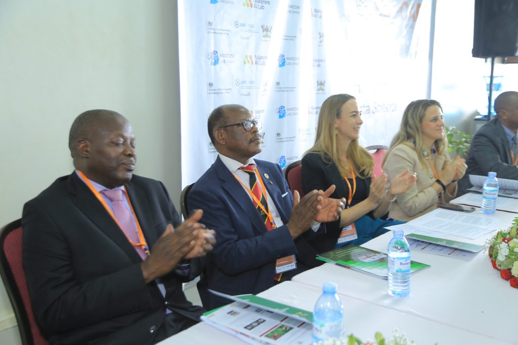 Prof. Tonny Oyana, Prof. Barnabas Nawangwe, H.E. Tiffany Kirlew and her counterpart First Secretary Public Diplomacy and Strategy Marcellla Winearls during the center launch. Official launch of the Makerere University Centre for Artificial Intelligence and Data Science (Mak-CAD), a hub dedicated to advancing AI research and innovation for Africa’s development. Theme: “Building Responsible AI Research and Innovations for Impact,” 13th March 2025, College of Computing and Information Sciences (CoCIS), Block B, Kampala Uganda, East Africa.