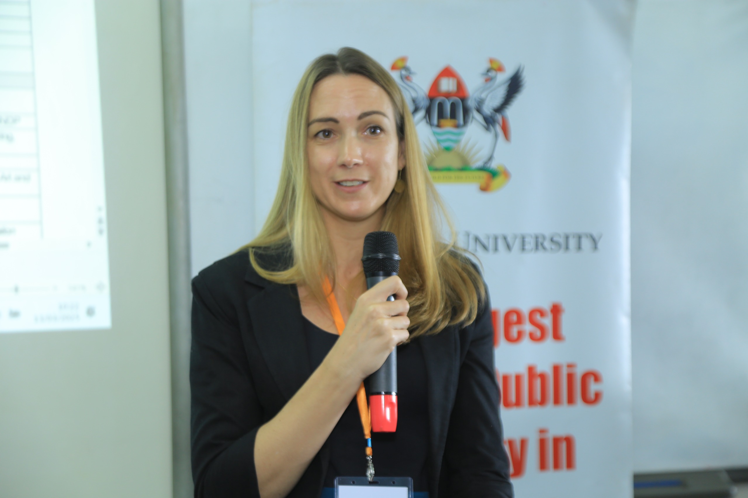 Deputy British High Commissioner Tiffany Kirlew delivering her speech during the center launch. Official launch of the Makerere University Centre for Artificial Intelligence and Data Science (Mak-CAD), a hub dedicated to advancing AI research and innovation for Africa’s development. Theme: “Building Responsible AI Research and Innovations for Impact,” 13th March 2025, College of Computing and Information Sciences (CoCIS), Block B, Kampala Uganda, East Africa.