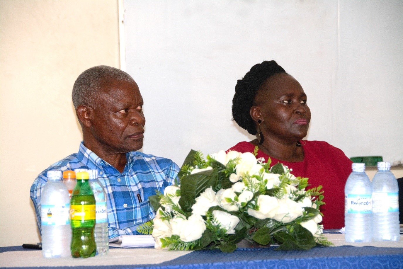 Dr. Kaggwa (Left), flanked by the Dean SBLS. Dr. Claire M. Mugasa. Makerere University Biomedical Laboratory Technology Students Association (MUBLISA) transformative mentorship meeting to inspire students to excel in biomedical laboratory technology at the College of Veterinary Medicine, Animal Resources, and Biosecurity (CoVAB), March 2025, Makerere University, Kampala Uganda, East Africa.