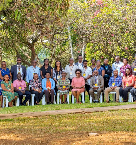 MakSPH Dean Prof. Rhoda Wanyenze Dr. Florah Karimi, CARTA Program Manager for Institutionalization (Center) pose for a group photo with CARTA Fellows and 20 members of 11th Cohort on 3rd March 2025 in Kampala. Joint Advanced Seminars (JAS) 1 training for 11th Cohort of the Consortium for Advanced Research Training in Africa (CARTA) doctoral fellowship, 3rd March 2025, Makerere University School of Public Health, Kampala Uganda, East Africa.