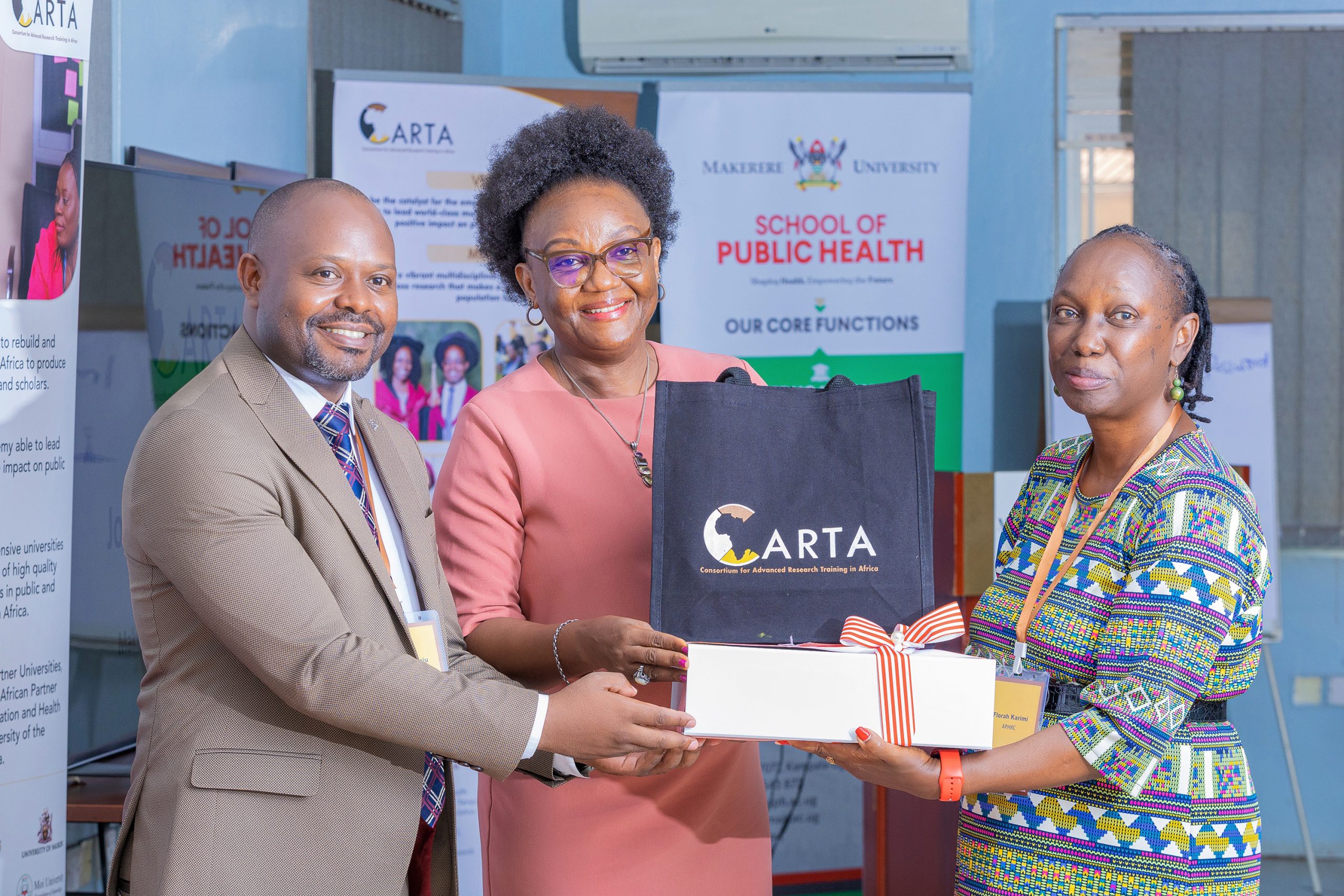 Dr. Florah Karimi recognized Prof. Rhoda Wanyenze's support for CARTA at the JAS 1 for the 11th CARTA doctoral fellowship opening. 3rd March 2025. Joint Advanced Seminars (JAS) 1 training for 11th Cohort of the Consortium for Advanced Research Training in Africa (CARTA) doctoral fellowship, 3rd March 2025, Makerere University School of Public Health, Kampala Uganda, East Africa.