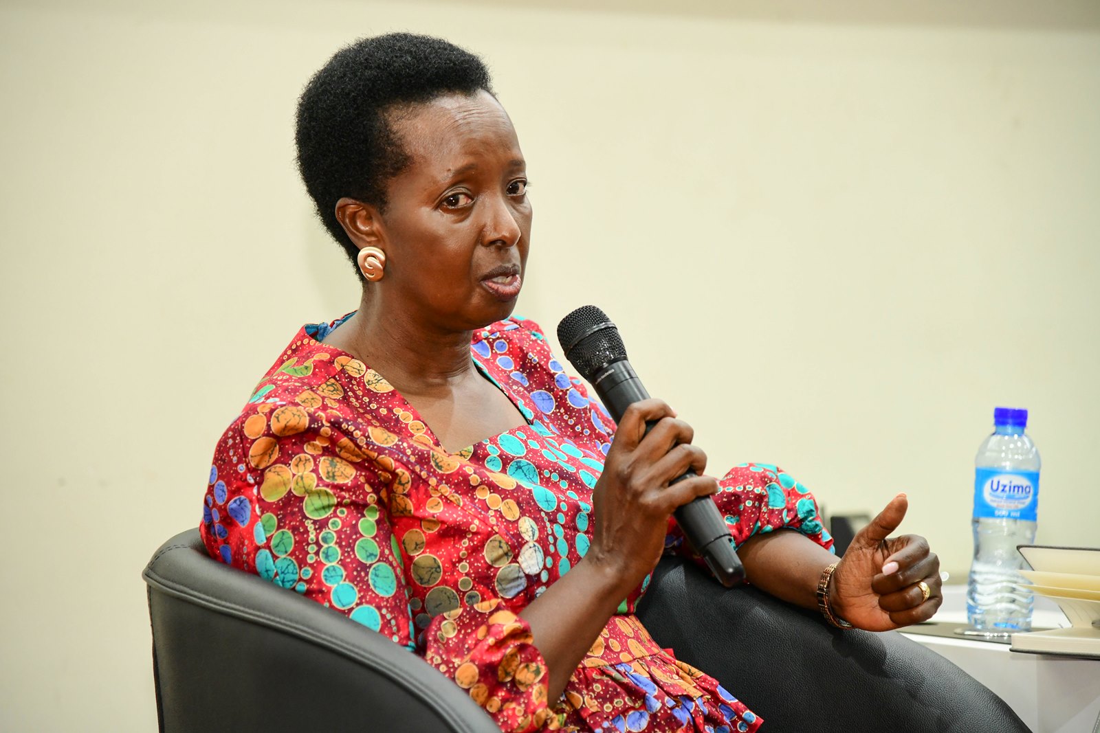 Mrs. Allen Kagina responds to a question during the panel discussion. 3rd Sarah Nyendwoha Ntiro Annual Public Lecture, theme: “Pioneering change and transforming Institutions”, Kenyote Speaker: Mrs. Allen Kagina, 7th March 2025, School of Public Health Auditorium, Makerere University, Kampala Uganda, East Africa.