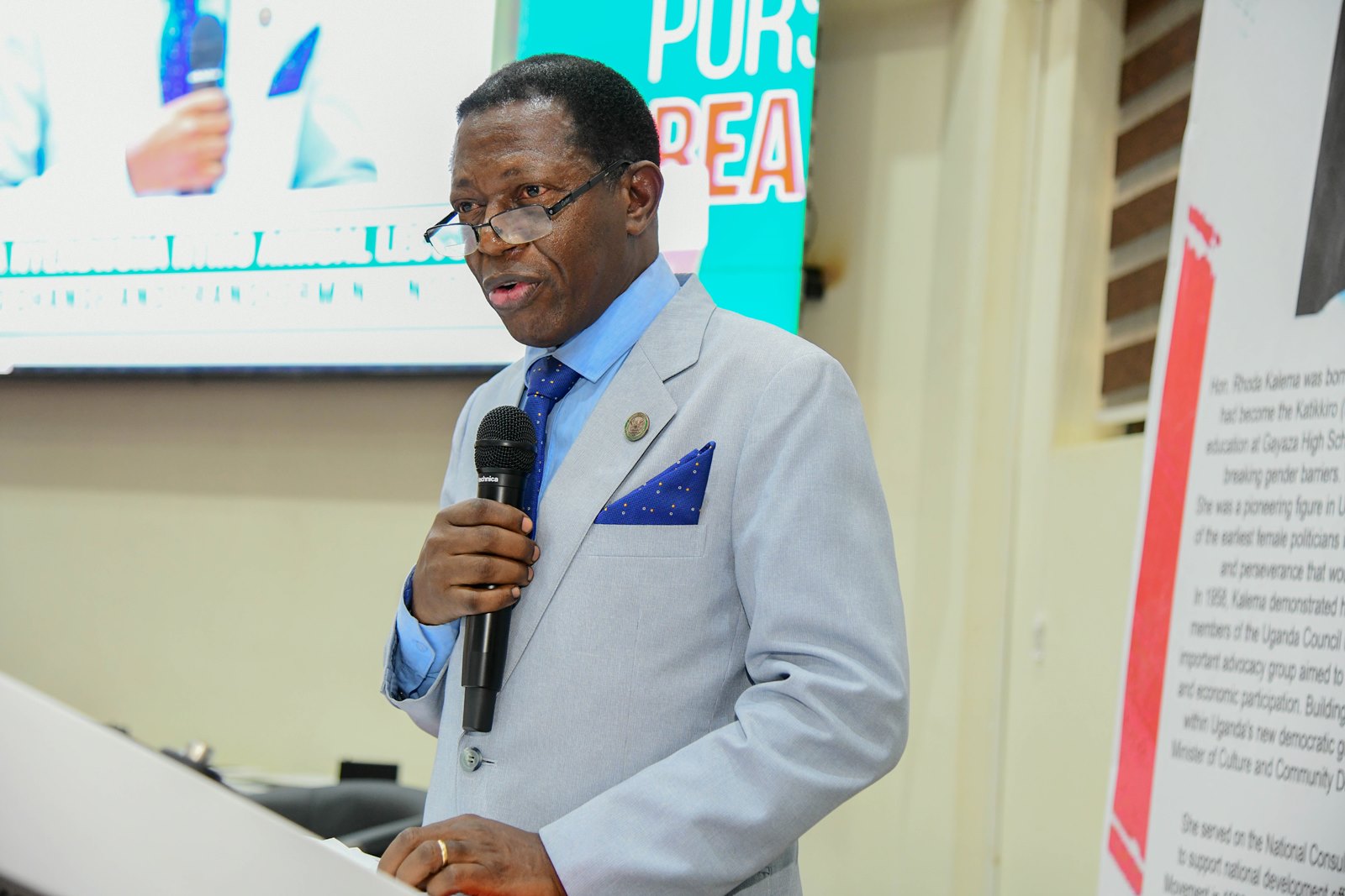 Prof. Buyinza Mukadasi represented the Vice Chancellor, Prof. Barnabas Nawangwe. 3rd Sarah Nyendwoha Ntiro Annual Public Lecture, theme: “Pioneering change and transforming Institutions”, Kenyote Speaker: Mrs. Allen Kagina, 7th March 2025, School of Public Health Auditorium, Makerere University, Kampala Uganda, East Africa.