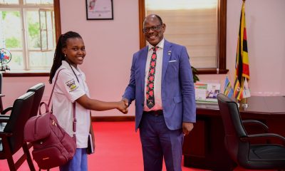 Elizabeth Gabeya (Left) with Prof. Barnabas Nawangwe at his office