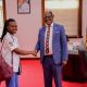 Elizabeth Gabeya (Left) with Prof. Barnabas Nawangwe at his office