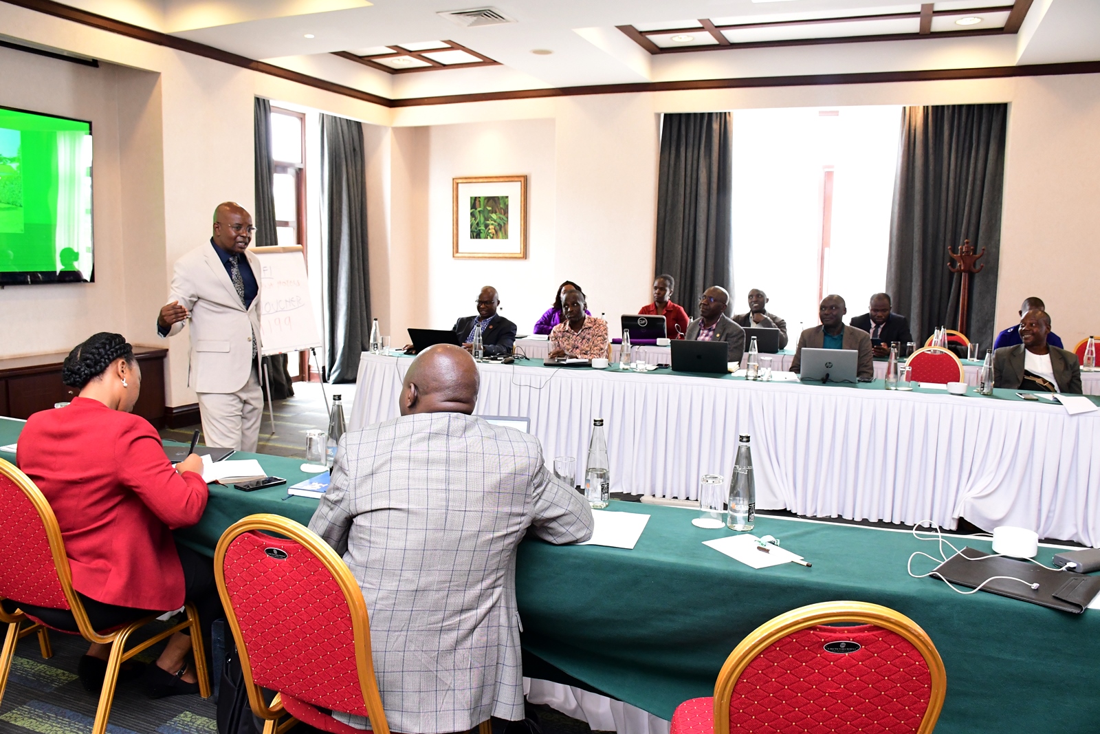 Prof. Edward Bbaale makes his presentation. College of Business and Management Sciences (CoBAMS), Makerere University, Kampala Uganda, East Africa led by the Principal, Prof. Edward Bbaale two-day strategic planning retreat for College management team to critically discuss the research direction of the college and come up with strategies aligned to the Makerere University strategic plan, 10th-11th April 2025.