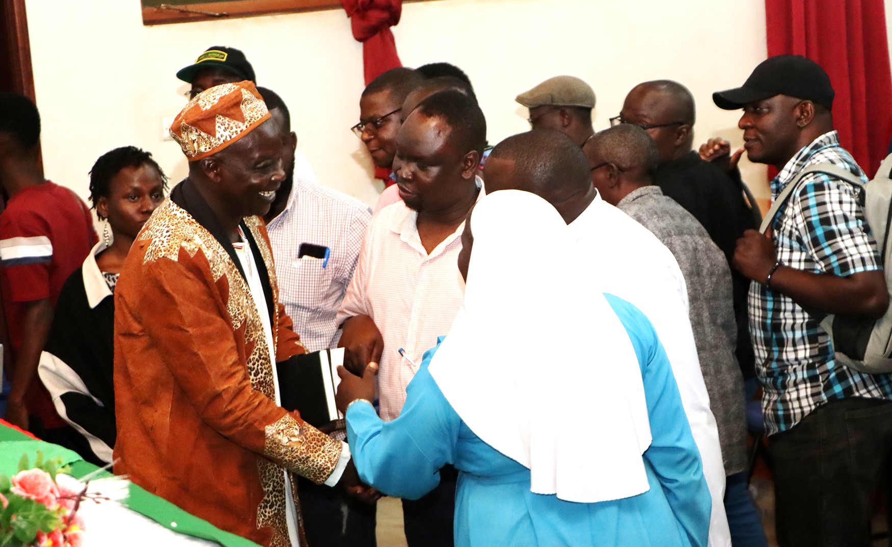Dr. Sekagya interacts with attendees after the dialogue. College of Humanities and Social Sciences (CHUSS) a historic public dialogue between Dr. Jimmy Spire Ssentongo and Dr. Yahaya Hills Kagali Sekagya, titled “Traditional Spirituality, Herbal Medicine, Witchcraft and Questions of Truth.” 29th April 2025, College of Engineering, Design, Art and Technology (CEDAT) Conference Hall, Makerere University, Kampala Uganda, East Africa.
