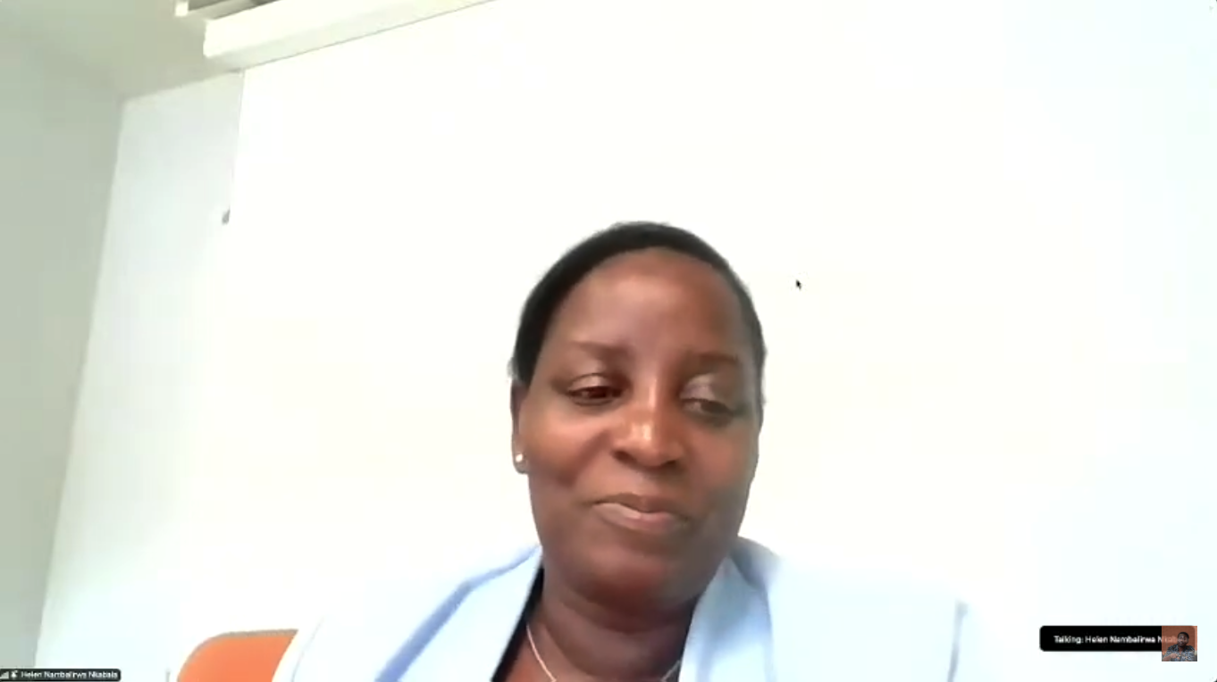 The Principal making her closing remarks online. College of Humanities and Social Sciences (CHUSS) a historic public dialogue between Dr. Jimmy Spire Ssentongo and Dr. Yahaya Hills Kagali Sekagya, titled “Traditional Spirituality, Herbal Medicine, Witchcraft and Questions of Truth.” 29th April 2025, College of Engineering, Design, Art and Technology (CEDAT) Conference Hall, Makerere University, Kampala Uganda, East Africa.