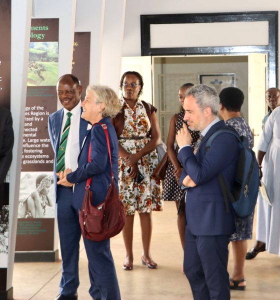 At exhibition site on 16th May 2025. L-R: Amb. Mauro Massoni, Prof. Barnabas Nawangwe, Prof. Cecilia Pennacini, Prof. Alessandro Gusman, Prof. Dominic Dipio (2nd R) and other officials. Makerere University, in collaboration with the University of Turin and the Italian Embassy in Kampala, marked four decades of academic and cultural partnership with a landmark photographic exhibition titled "Connecting Cultures: The Italian Ethnological Mission in the Great Lakes Region" 16th May 2025, Arts Quadrangle, College of Humanities and Social Sciences (CHUSS), Uganda, East Africa.