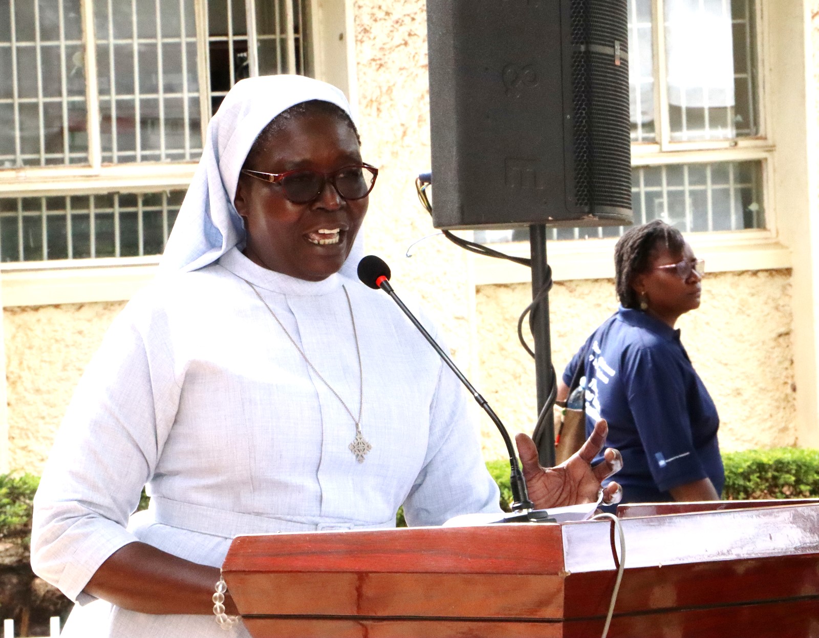 Prof. Dipio Dominic making her welcome remarks. Makerere University, in collaboration with the University of Turin and the Italian Embassy in Kampala, marked four decades of academic and cultural partnership with a landmark photographic exhibition titled "Connecting Cultures: The Italian Ethnological Mission in the Great Lakes Region" 16th May 2025, Arts Quadrangle, College of Humanities and Social Sciences (CHUSS), Uganda, East Africa.