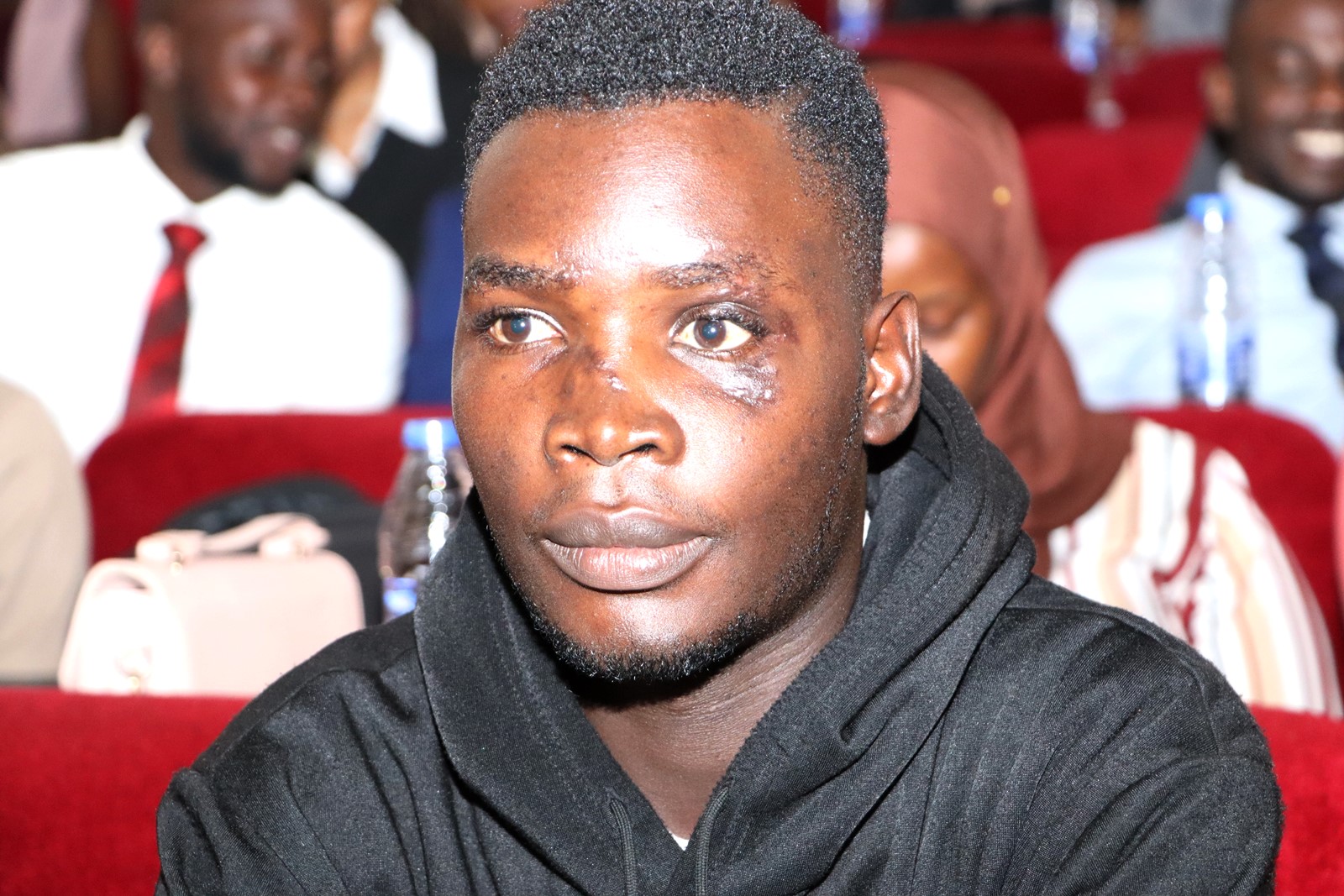 One of the Journalists alleged to have been battered during the recent bi-elections in Kampala. Uganda Media Sector Working Group in collaboration with Makerere University Department of Journalism and Communication, CIPESA, Oslo Metropolitan University, the Uganda Human Rights Commission, the African Centre for Media Excellence, UNESCO, the Uganda Media Council, and Media Focus on Africa commemorating World Press Freedom Day, global theme “Defending the Truth in an Age of Polarization and Distrust”, 6th May 2025, CEDAT Conference Hall, Kampala, East Africa.