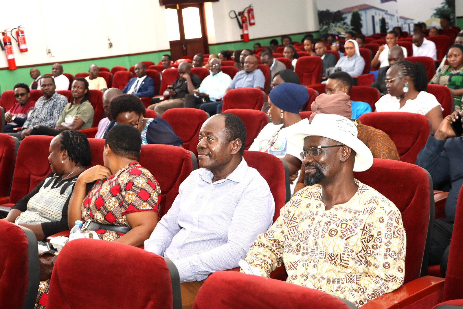 A section of participants attending the screening. Department of Literature, School of Languages, Literature and Communication, College of Humanities and Social Sciences (CHUSS) screening of Tuko Pamoja, a documentary by Dr. Cindy Magara, Nyati Motion Pictures, 13th May 2025, Main Hall, Makerere University, Kamapala Uganda, East Africa.