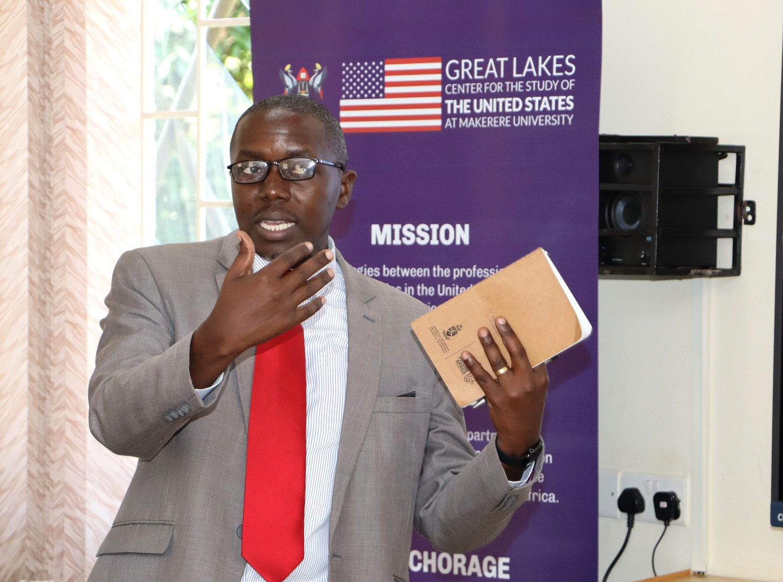 Dr. Godwin Anywar guiding researchers on tools for identfying the right journals. The Centre for United States Studies at Makerere University held its first research review workshop, marking the beginning of an ambitious academic project to publish a book examining the historical and contemporary relations between the United States and Uganda, 28th April 2025, Kampala, East Africa.
