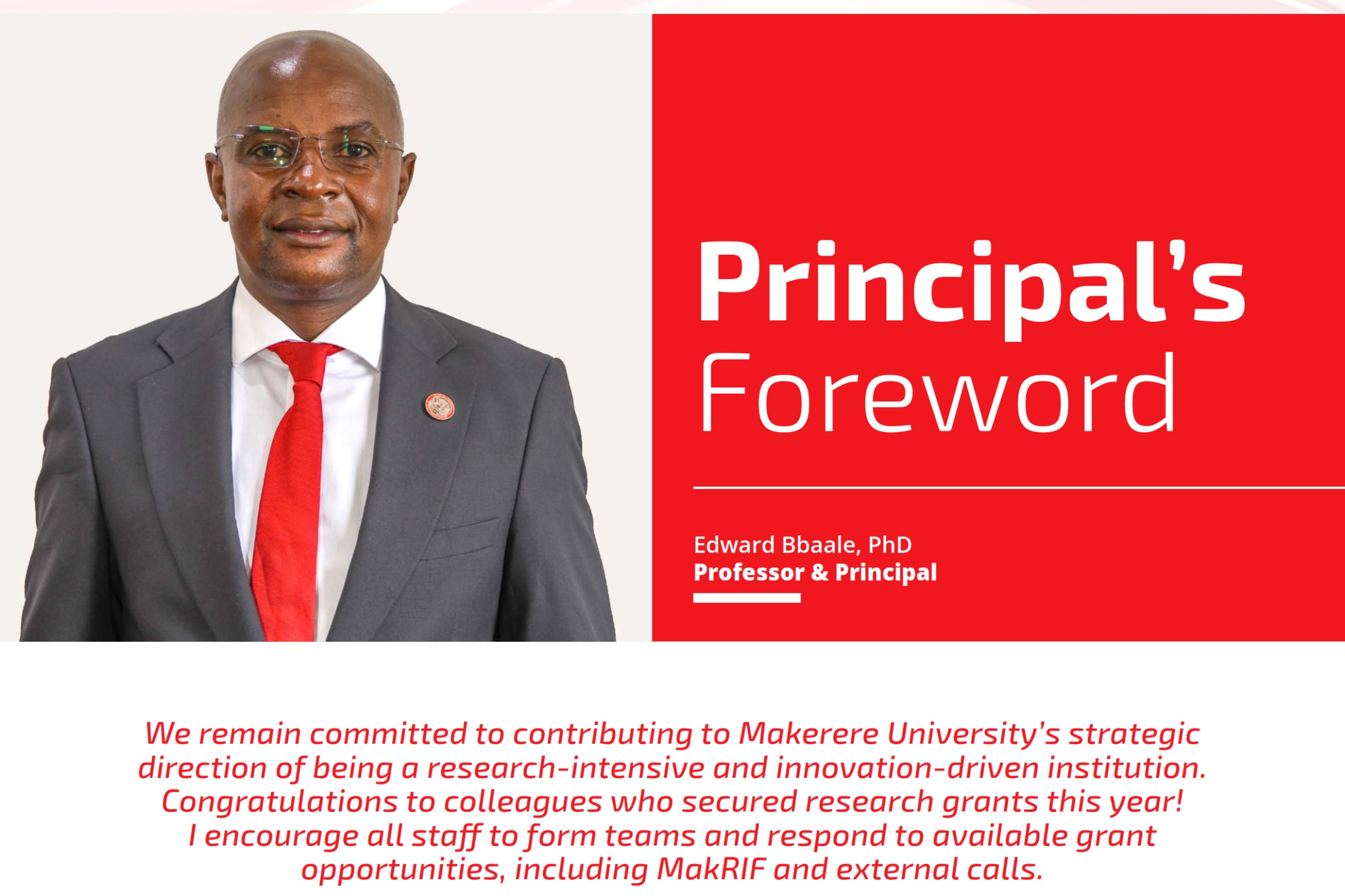 Prof. Edward Bbaale, Principal, College of Business and Management Sciences (CoBAMS), Annual Report 2024. Makerere University, Kampala Uganda, East Africa.