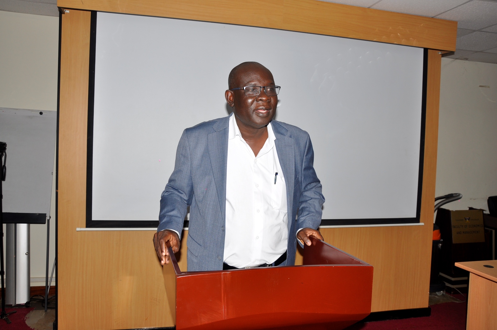Dr. Godfrey Akileng. Church of Jesus Christ of Latter-day Saints handed over 40 high-tech laptops and 10 projectors to Makerere University to facilitate teaching, learning, and research at the School of Business under the College of Business and Management Sciences (CoBAMS), 5th May 2025, Kampala Uganda, East Africa.