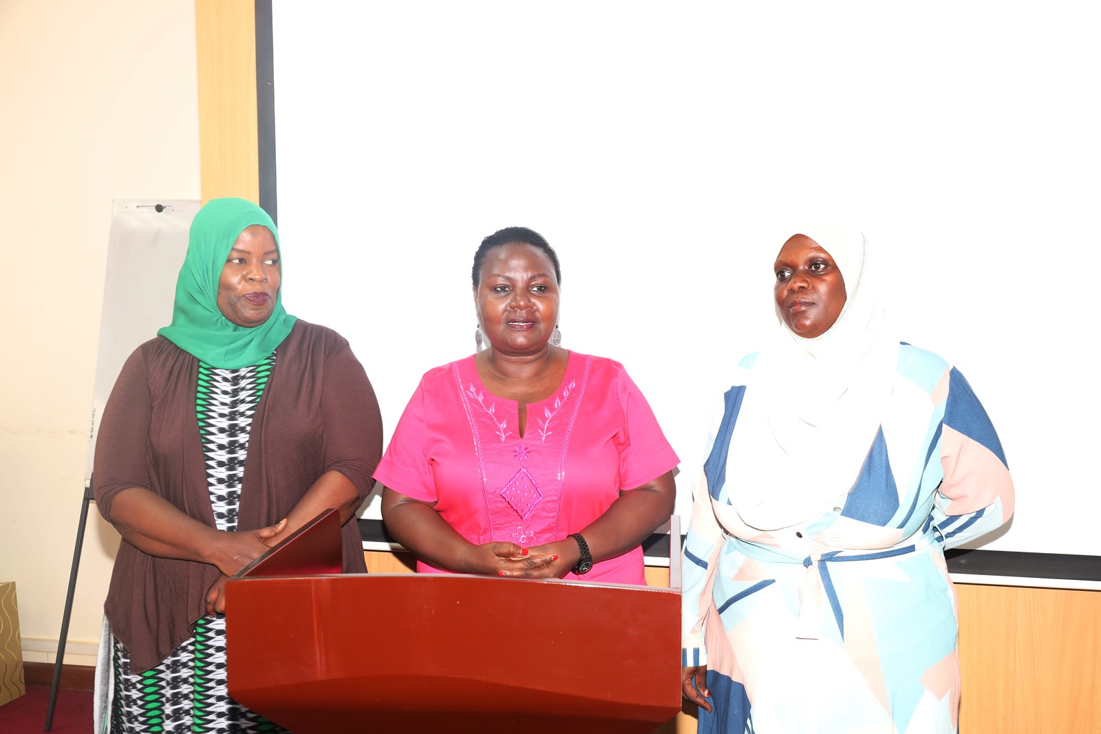 Dr. Jamidah Nakato, Dr. Pros Katumba and Dr. Zaina Nakabuye. Church of Jesus Christ of Latter-day Saints handed over 40 high-tech laptops and 10 projectors to Makerere University to facilitate teaching, learning, and research at the School of Business under the College of Business and Management Sciences (CoBAMS), 5th May 2025, Kampala Uganda, East Africa.