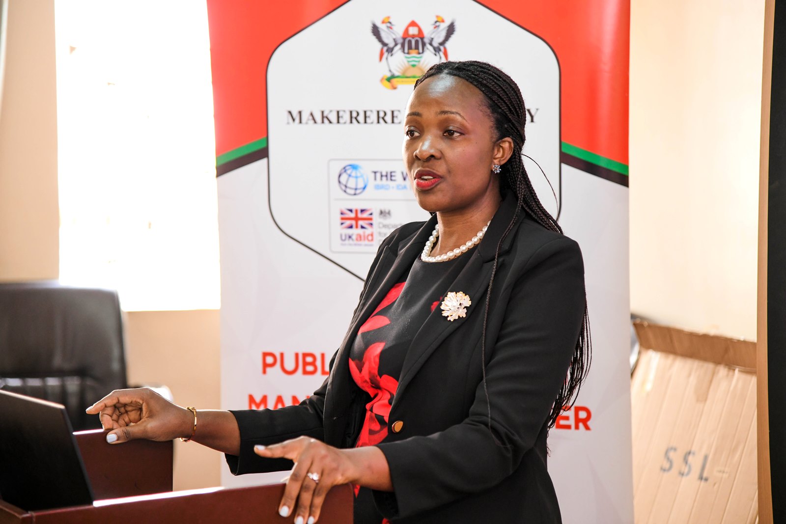 Ms. Esther Ayebare. Public Investment Management Centre of Excellence (PIM CoE), College of Business and Management Sciences (CoBAMS) launch of five-day training in the Essentials of Public Investment Management (PIM) for officials from the Kampala Capital City Authority (KCCA), 19th May 2025, CoBAMS Conference Hall, Makerere University, Uganda, East Africa.