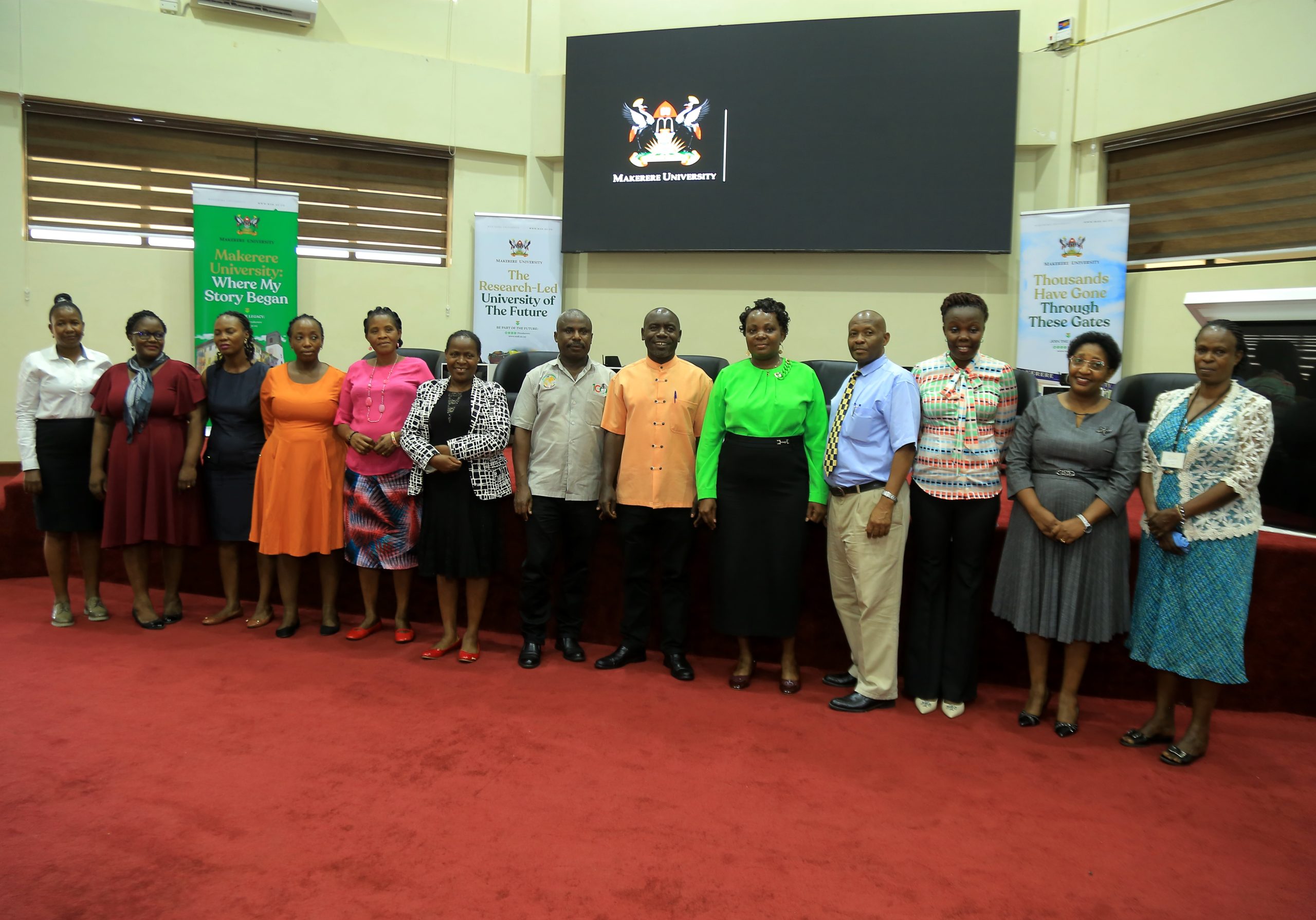 The Chief Human Resources Officer, Mr. Deus Tayari Mujuni with Directorate of Human Resources Deputy Chiefs and Staff. Makerere University day two of induction exercise spearheaded by the Directorate of Human Resources for newly appointed staff, whose tenures commenced in the 2024/2025 financial year, 16th May 2025, School of Public Health (MakSPH) Auditorium, Kampala Uganda, East Africa.