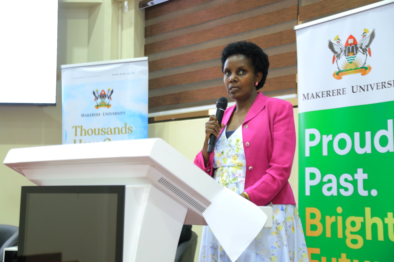 Mrs. Patience Mushengyezi. Makerere University day two of induction exercise spearheaded by the Directorate of Human Resources for newly appointed staff, whose tenures commenced in the 2024/2025 financial year, 16th May 2025, School of Public Health (MakSPH) Auditorium, Kampala Uganda, East Africa.