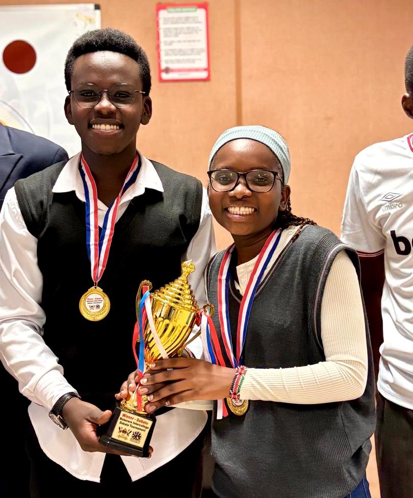 Debate Winners; Daphine Kemigisha (Right) and Jibril Sekandi (Left) from the School of Law (SoL). Organised by the Makerere Debating Union – a student-led initiative, the Inter-college Debate Tournament was held on 11th and 12th April 2025 with a vision to leave no student behind by nurturing a community of confident, articulate, and visionary leaders who will drive positive change in society. Makerere University, Kampala Uganda, East Africa.