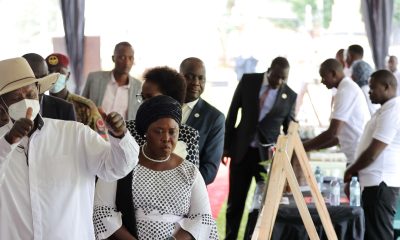 H.E. Yoweri Kaguta Museveni officially flags off the Research and Innovations Week 2025, on 8th April 2025, Freedom Square, Makerere University, Kampala Uganda, East Africa. Moments before his key note address and launch of the research and innoavtions week, President Museveni (L) inspected the projects displayed at the Makerere University Freedom Square.