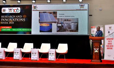 The Research and Innovations Week 2025, funded by the Government of Uganda, 9th April 2025, Main Hall, Makerere University, Kampala Uganda, East Africa. Dr. Nyeinga Karidewa presents his project on Thermal Energy Storage for Institutional Cooking on Day 2 of the Research and Innovations Week 2025.