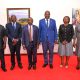 Prof. Tonny Oyana (3rd Right), Prof. Victor Murinde (3rd Left), and Prof. Ibrahim Mike Okumu (2nd Left) with the AERC delegation during the courtesy call. Delegation from the African Economic Research Consortium (AERC) courtesy call on the Vice Chancellor, received by Prof. Tonny Oyana, 23rd May 2025, Makerere University, Kampala Uganda.