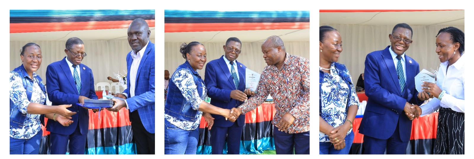 Members of staff recognized for their exceptional performance. College of Agricultural and Environmental Sciences (CAES) refurbishment of Makerere University Agricultural Research Institute Kabanyolo (MUARIK) Main Gate by students from both CAES and the College of Engineering, Design, Art, and Technology (CEDAT), official opening, 30th May 2025, Wakiso Uganda, East Africa.