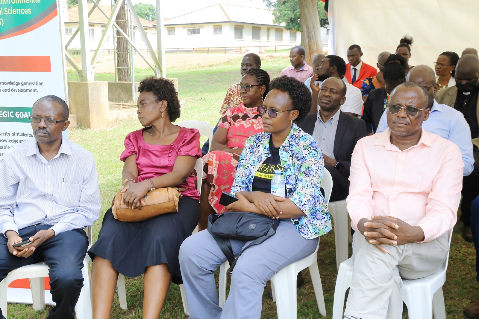 Some of the CAES staff at the Annual College Awards and Recognition ceremony held on the same day at MUARIK. College of Agricultural and Environmental Sciences (CAES) refurbishment of Makerere University Agricultural Research Institute Kabanyolo (MUARIK) Main Gate by students from both CAES and the College of Engineering, Design, Art, and Technology (CEDAT), official opening, 30th May 2025, Wakiso Uganda, East Africa.