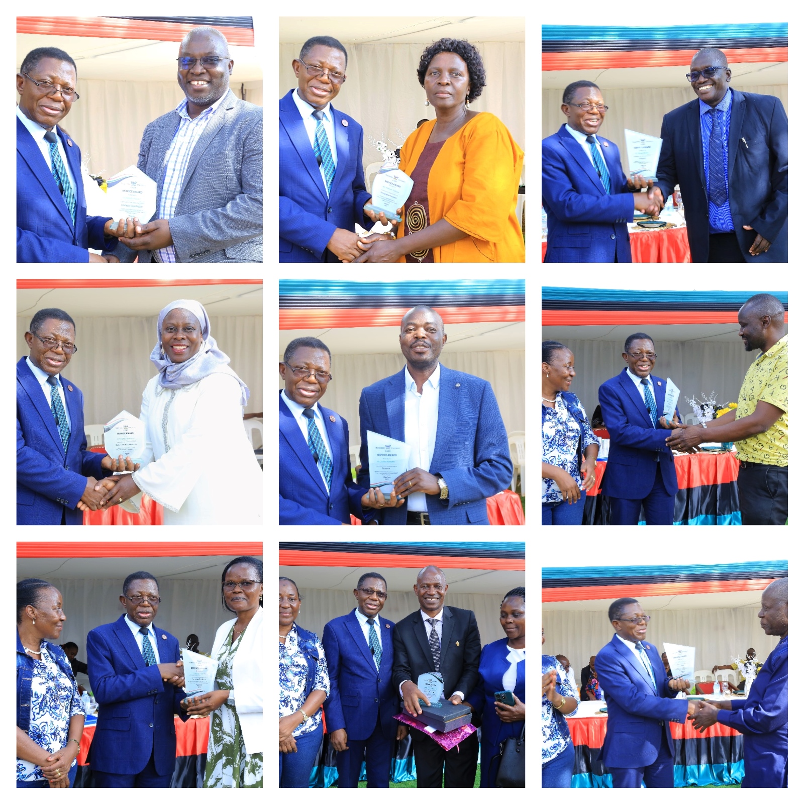 Members of staff recognized for their exceptional performance. College of Agricultural and Environmental Sciences (CAES) refurbishment of Makerere University Agricultural Research Institute Kabanyolo (MUARIK) Main Gate by students from both CAES and the College of Engineering, Design, Art, and Technology (CEDAT), official opening, 30th May 2025, Wakiso Uganda, East Africa.