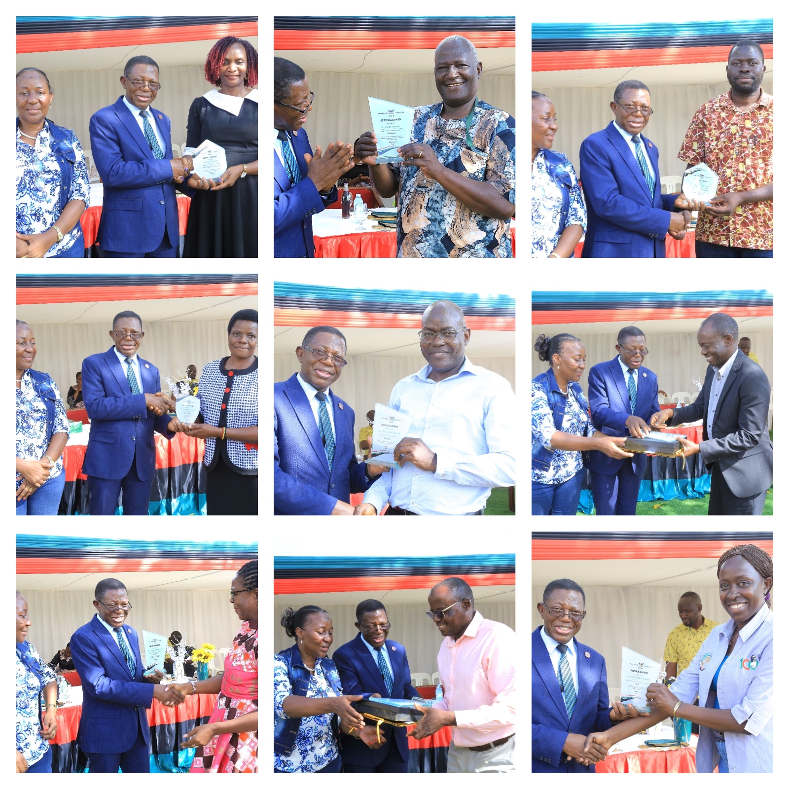 Members of staff recognized for their exceptional performance. College of Agricultural and Environmental Sciences (CAES) refurbishment of Makerere University Agricultural Research Institute Kabanyolo (MUARIK) Main Gate by students from both CAES and the College of Engineering, Design, Art, and Technology (CEDAT), official opening, 30th May 2025, Wakiso Uganda, East Africa.