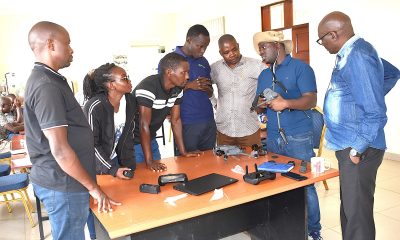 Mr. Timothy Mutungi, a certified Remote Sensing Drone Pilot, training the project team in drone operations. At Makerere, the project is coordinated by Dr Alex Nimusiima, third right. Nature-based Solutions for Tea (NbS4Tea) project at College of Agricultural and Environmental Sciences (CAES), Makerere University, Kampala, Funded by the Danish Fellowship Centre under Denmark’s Ministry of Foreign Affairs, deployment of drones to improve environmental and agricultural data collection at Rwebitaba Tea Research Centre in Kyenjojo District, Uganda, East Africa, 19th June 2025.