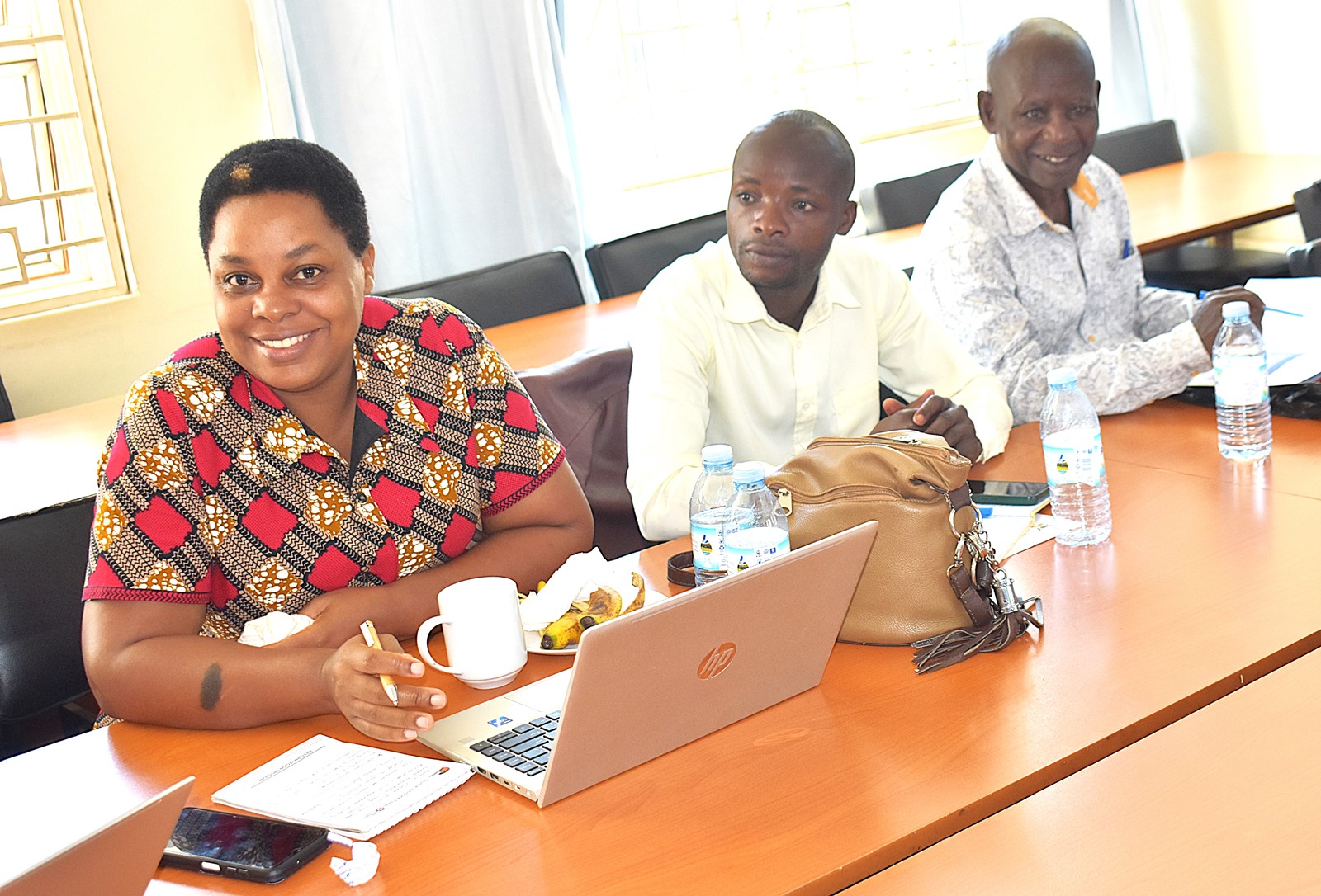 Dr Anna Ninsiima, gender expert on the project together with the representatives of farmers at the launch ceremony. Department of Soil Science and Land Use Management at the College of Agricultural and Environmental Sciences (CAES), launch of two-year project, code-named TORCH (Towards a Clean Energy and Zero-emission Society in East Africa) to foster green growth and promoting sustainable development across East Africa, June 2025, GIS Lab, College of Computing and Information Sciences (CoCIS) Makerere University, Kampala Uganda.