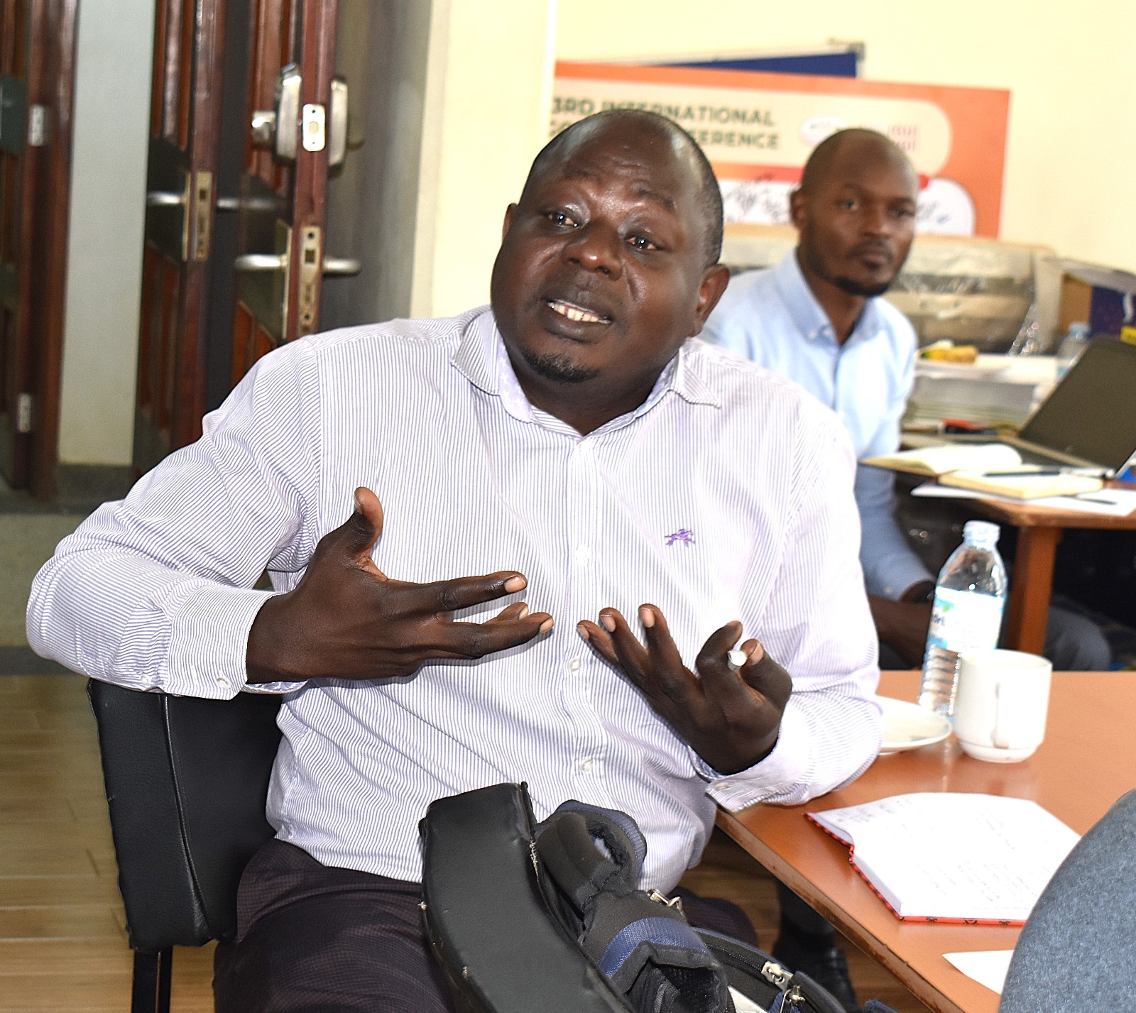 Dr Walusimbi Sadhat, Lecturer in the Department of Range and Animal Science at CAES sharing his views on the project. Department of Soil Science and Land Use Management at the College of Agricultural and Environmental Sciences (CAES), launch of two-year project, code-named TORCH (Towards a Clean Energy and Zero-emission Society in East Africa) to foster green growth and promoting sustainable development across East Africa, June 2025, GIS Lab, College of Computing and Information Sciences (CoCIS) Makerere University, Kampala Uganda.