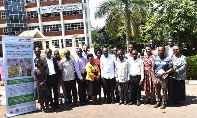 The project team led by the PI, Dr Patrick Musinguzi (2nd L) at the launch ceremony held in the GIS Lab at CoCIS, Makerere University. Department of Soil Science and Land Use Management at the College of Agricultural and Environmental Sciences (CAES), launch of two-year project, code-named TORCH (Towards a Clean Energy and Zero-emission Society in East Africa) to foster green growth and promoting sustainable development across East Africa, June 2025, GIS Lab, College of Computing and Information Sciences (CoCIS) Makerere University, Kampala Uganda.