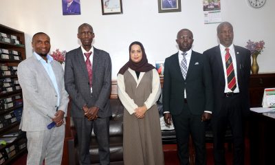 Standing L-R: Dr. Ayoub Twahir Sekitto, Prof. Anthony Muwagga Mugagga, Dr. Hanan Al Malki, Dr. Muhammad Musoke Kiggundu, and Dr. Ibrahim Ssali in group photo on 17th June 2025. Principal, College of Education and External Studies (CEES) Prof. Anthony Muwagga Mugagga meeting with Dr. Hanan Al Malki, Director of Program and Centre Planning and Management, King Salman Global Academy for the Arabic Language, aimed at building institutionalized partnerships in language education in Uganda and globally, 17th June 2025, Makerere University, Kampala Uganda, East Africa.