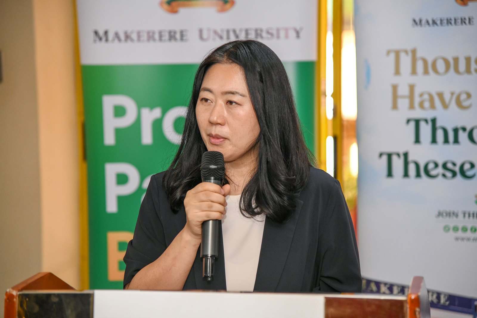 Ms. Ahn Jihee. Unveiling and stakeholder review of Draft Master Plan for Open, Distance, and e-Learning (ODeL), funded by KOICA and implemented with technical support from the Korea National Open University (KNOU) and the Korea Institute for Development Strategy (KDS), 5th June 2025, Hotel Africana, Kampala Uganda, East Africa.
