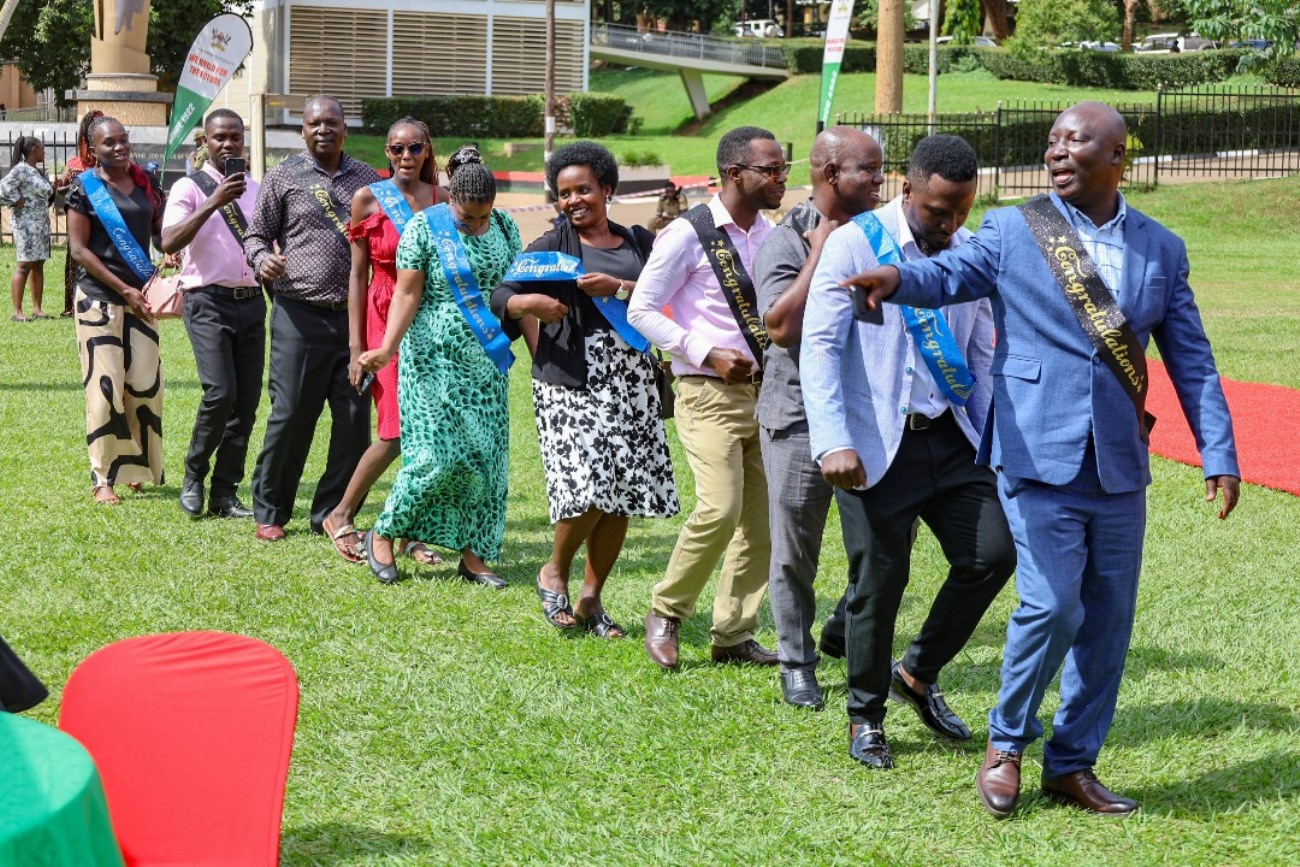 Participants of the Course. Science of Designing, Adaptation, and Implementation of Evidence-Based Parenting Interventions 12-week course, Child Health and Development Centre (CHDC), College of Health Sciences (CHS) graduation presided over by The Iteso Cultural Leader, His Highness Emorimor Papa Paul Sande Emolot, 11th June 2025, Freedom Square, Makerere University, Kampala Uganda, East Africa.