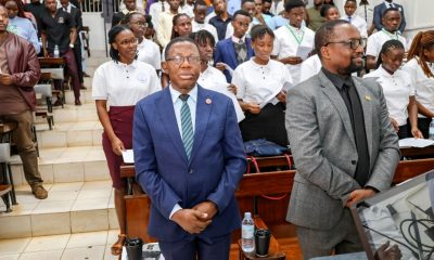Ag. DVCAA Prof. Buyinza Mukadasi and Principal MakCHS Prof. Bruce Kirenga at the service. Makerere University College of Health Sciences (MakCHS) commemorated the silent teacher-cadavers used in anatomy classes for medical students, created awareness and sensitised the public about importance of whole body donation, 30th May 2025, New Mulago Hospital Complex, Kampala Uganda, East Africa.