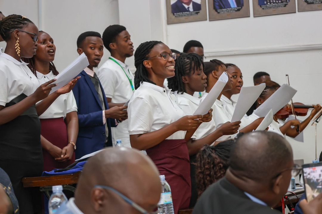 Students choir singing hymns. Makerere University College of Health Sciences (MakCHS) commemorated the silent teacher-cadavers used in anatomy classes for medical students, created awareness and sensitised the public about importance of whole body donation, 30th May 2025, New Mulago Hospital Complex, Kampala Uganda, East Africa.