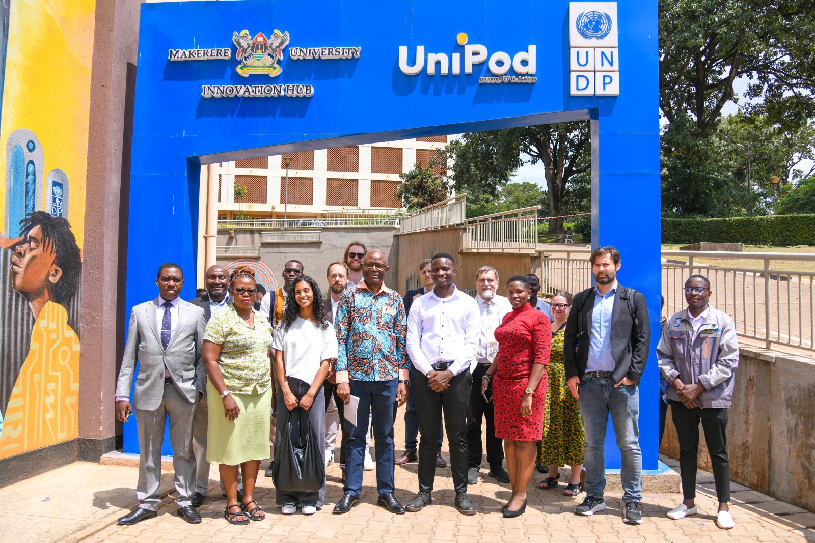 Ms. Claire Cheremoi (3rd R) with NEAR-ER Dialogue delegates and other officials at the Mak UniPod. Network on Europe and Africa Relations-Education and Research (NEAR-ER) project, a Jean Monnet policy network of 20 higher education institutions; 7 in Europe and 13 in Africa, Dialogue targeting early career researchers and graduate students organized by School of Statistics, College of Business and Management Sciences (CoBAMS), 16th June 2025, Main Hall, Makerere University, Kampala Uganda, East Africa.