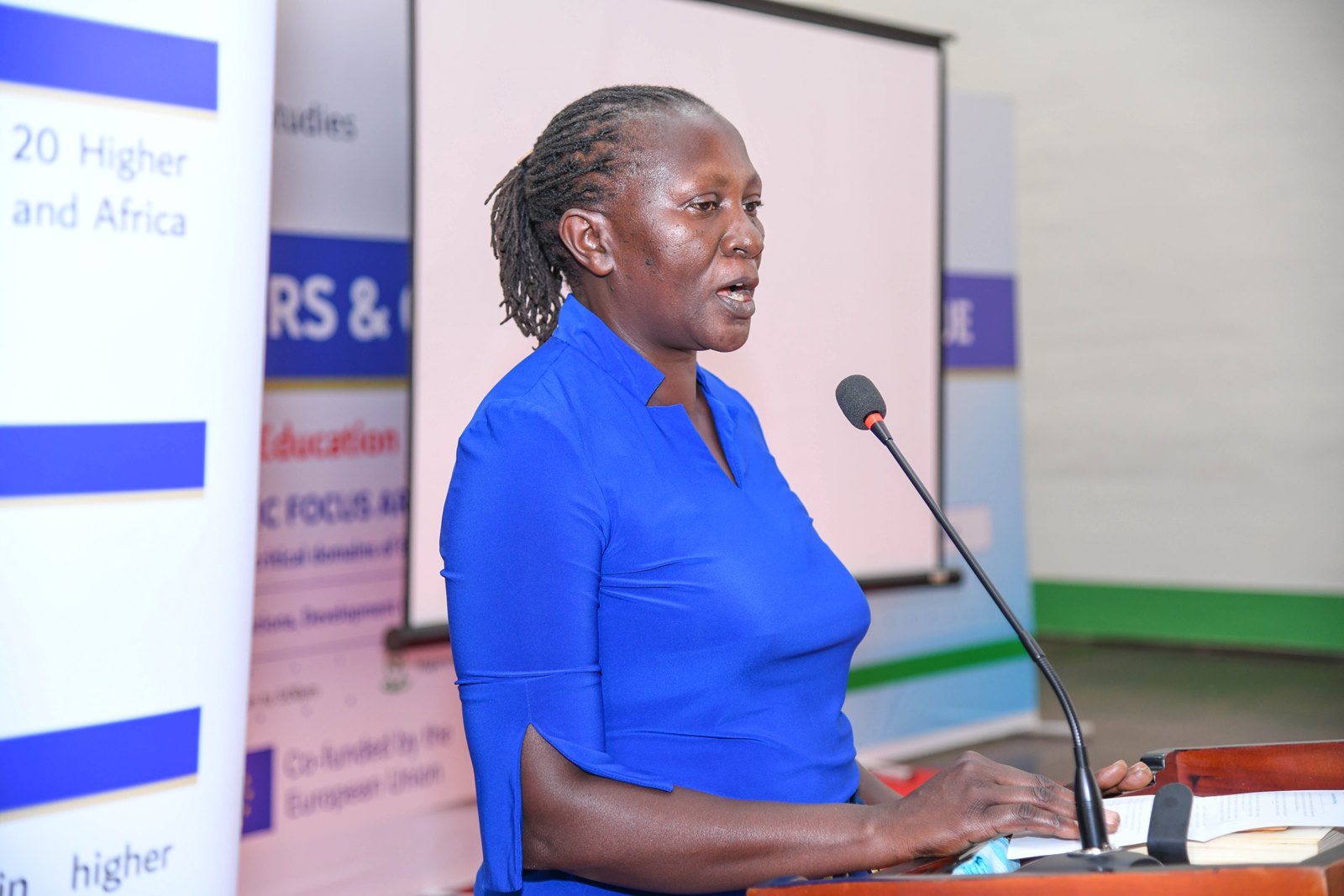 Dr. Margaret Banga. Network on Europe and Africa Relations-Education and Research (NEAR-ER) project, a Jean Monnet policy network of 20 higher education institutions; 7 in Europe and 13 in Africa, Dialogue targeting early career researchers and graduate students organized by School of Statistics, College of Business and Management Sciences (CoBAMS), 16th June 2025, Main Hall, Makerere University, Kampala Uganda, East Africa.