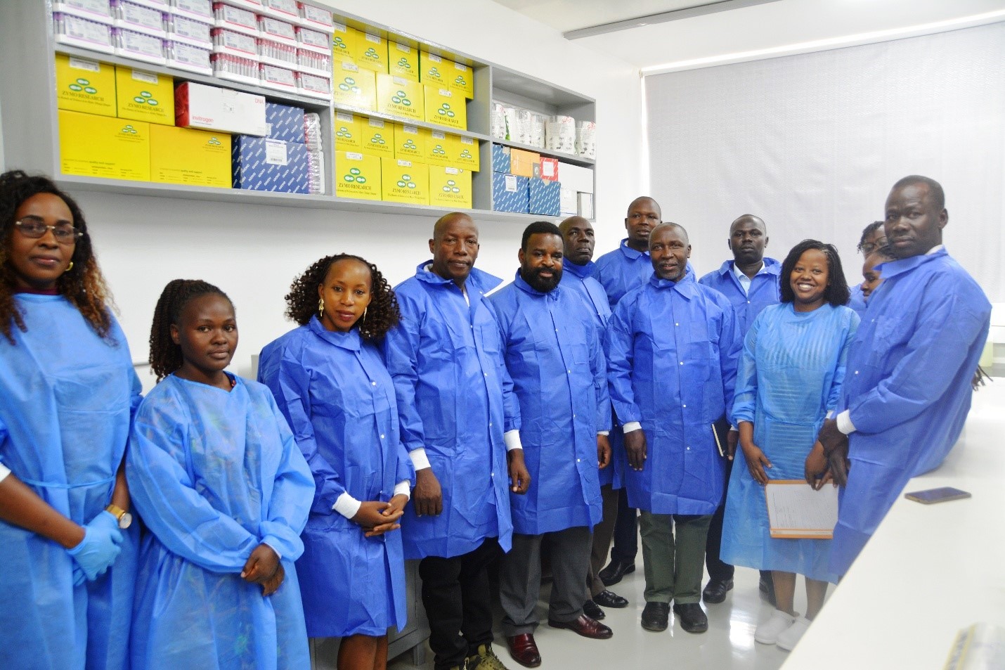 Prof. Robert Wamala (5th from Left) and a section of CoVAB staff and students that witnessed the receipt of the equipment. Donation of scientific laboratory equipment worth USD 400,000 (Shs. 1.4 billion) through the Seeding Labs’ Instrumental Access Program to enhance teaching, research, and diagnostic services at the College of Veterinary Medicine, Animal Resources and Biosecurity (CoVAB), 4th June 2025, Makerere University, Kampala Uganda, East Africa.