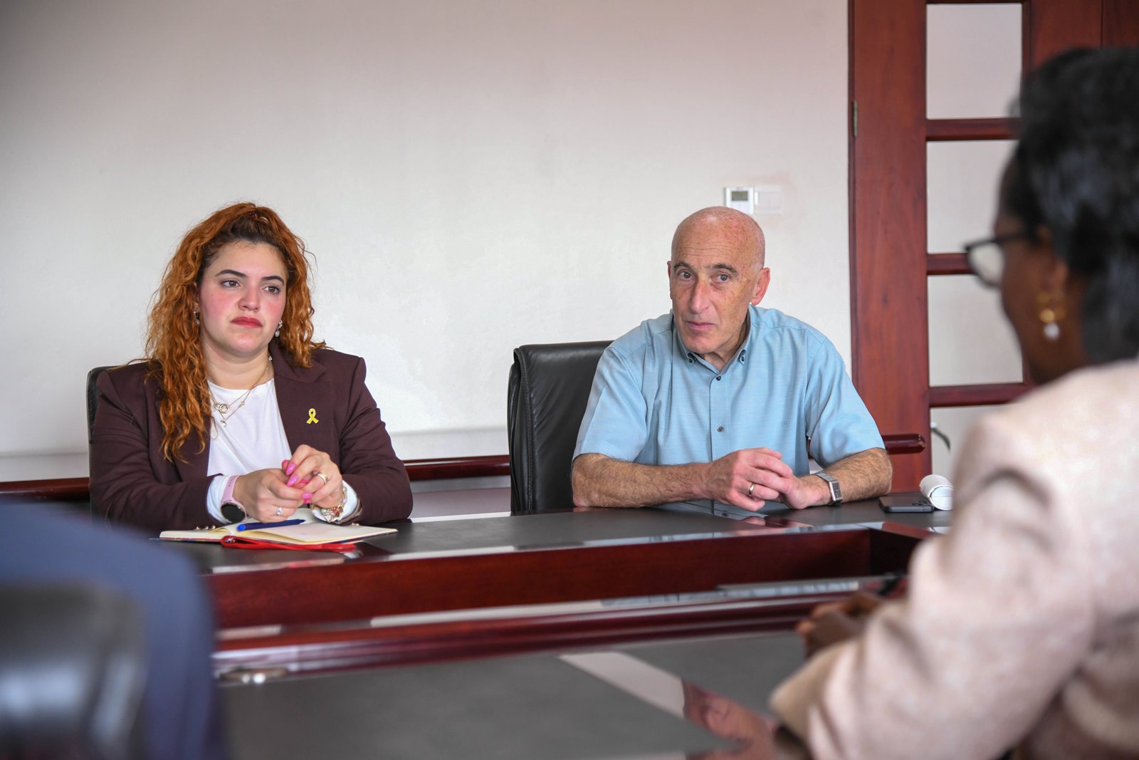 Ambassador Michael Lotem and Dep. Ambassador Ariel Arviv cue in as Mrs. Lorna Magara makes her remarks. The Ambassador of Israel in Nairobi accredited to Kenya, Uganda, Malawi, Tanzania and the Seychelles, H.E. Michael Lotem farewell visit to Makerere University, Kampala Uganda, East Africa on 11th June 2025.