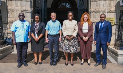 Mrs. Lorna Magara (3rd Right) flanked by Ambassador Michael Lotem (3rd Left) and Deputy Ambassador Ariel Arviv (2nd Right) with Left to Right: Assoc. Prof. Kizito Maria, Assoc. Prof. Amanda Tumusiime and Prof. Winston Tumps Ireeta. The Ambassador of Israel in Nairobi accredited to Kenya, Uganda, Malawi, Tanzania and the Seychelles, H.E. Michael Lotem farewell visit to Makerere University, Kampala Uganda, East Africa on 11th June 2025.