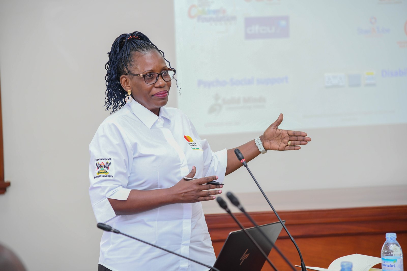 Prof. Justine Namaalwa, making a presentation to the Board during the meeting with Scholars Program staff. Mastercard Foundation Board Inaugural visit to Makerere University led by H.E. Ellen Johnson Sirleaf, former President of Liberia, 17th June 2025, Kampala Uganda, East Africa.