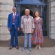 Prof. Barnabas Nawangwe, H.E. Ellen Johnson and Ms. Reeta Roy, pose for a photograph at the Main Building Entrance. Mastercard Foundation Board Inaugural visit to Makerere University led by H.E. Ellen Johnson Sirleaf, former President of Liberia, 17th June 2025, Kampala Uganda, East Africa.